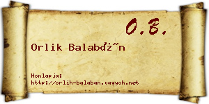 Orlik Balabán névjegykártya